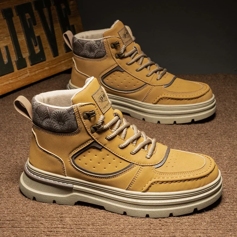 

Fashion Soft Sole Comfortable Leather Sports Boots Men's Shoe Men's Boots Four Seasonal Outdoor Workwear Boots Male Casual Boots