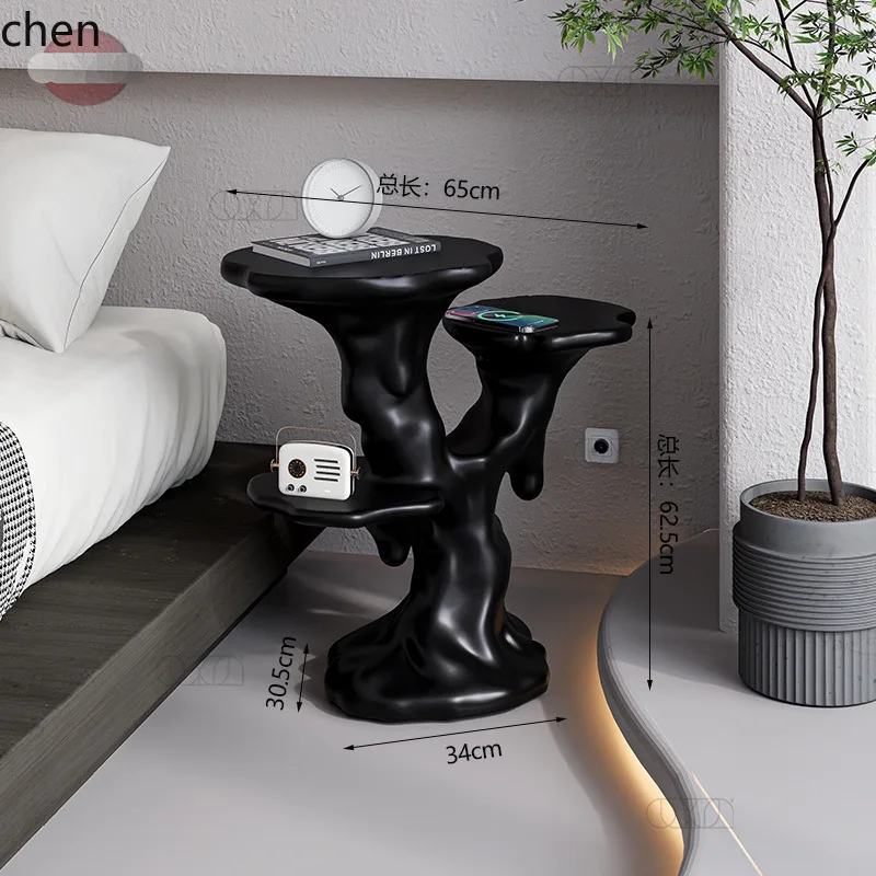 PYH Modern Simple Light Luxury Black Small Coffee Table Living Room Bedside Corner Table Bedside Cabinet