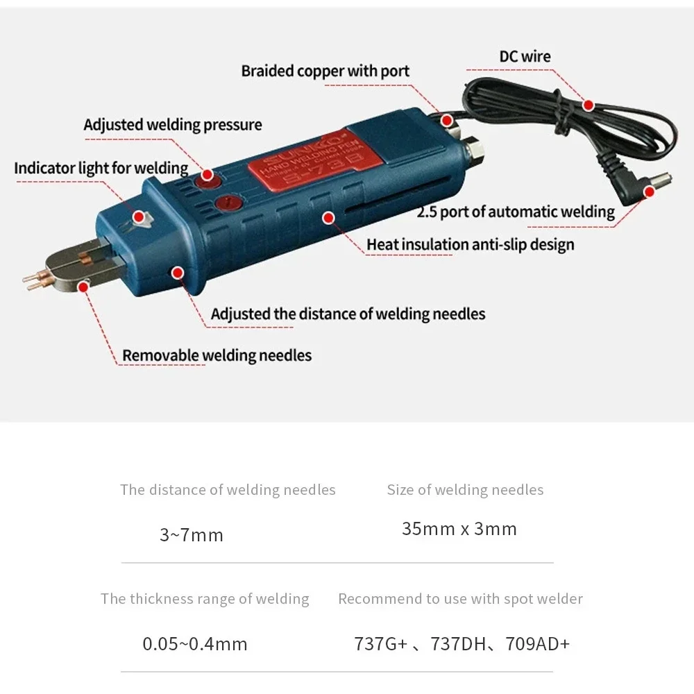 SUNKKO New 73B Integrated Spot Welding Pen Automatic Trigger Switch Soldering Pens For 737G+ 737DH Battery Spot Welding Machines