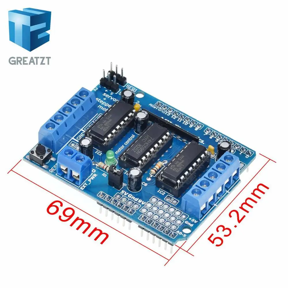 GREATZT L293D Motor Drive Shield dual for arduino Duemilanove, Motor drive expansion board motor control shield