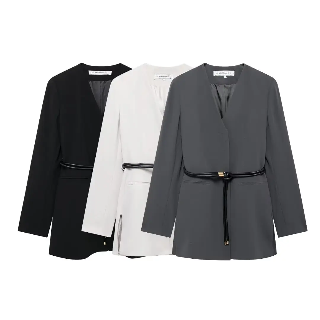 Black Grey White Long Blazer Woman Autumn Office Women's Blazers Long Sleeve Blazer Women Streetwear New in Outerwears