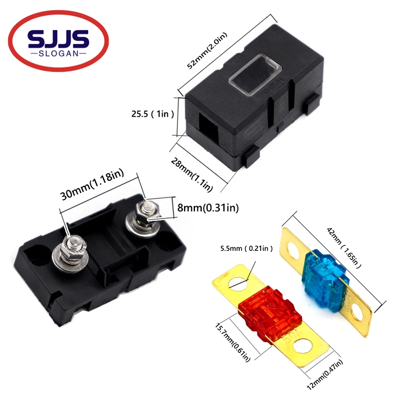 【2PCS】ANS-H 1-Way Midi Fuse Holder ANS-8 Safety Plate Base Car Carrier Fuse Box Bolt Type 20A 50A 70A 80A 100A 150A 175A 200A