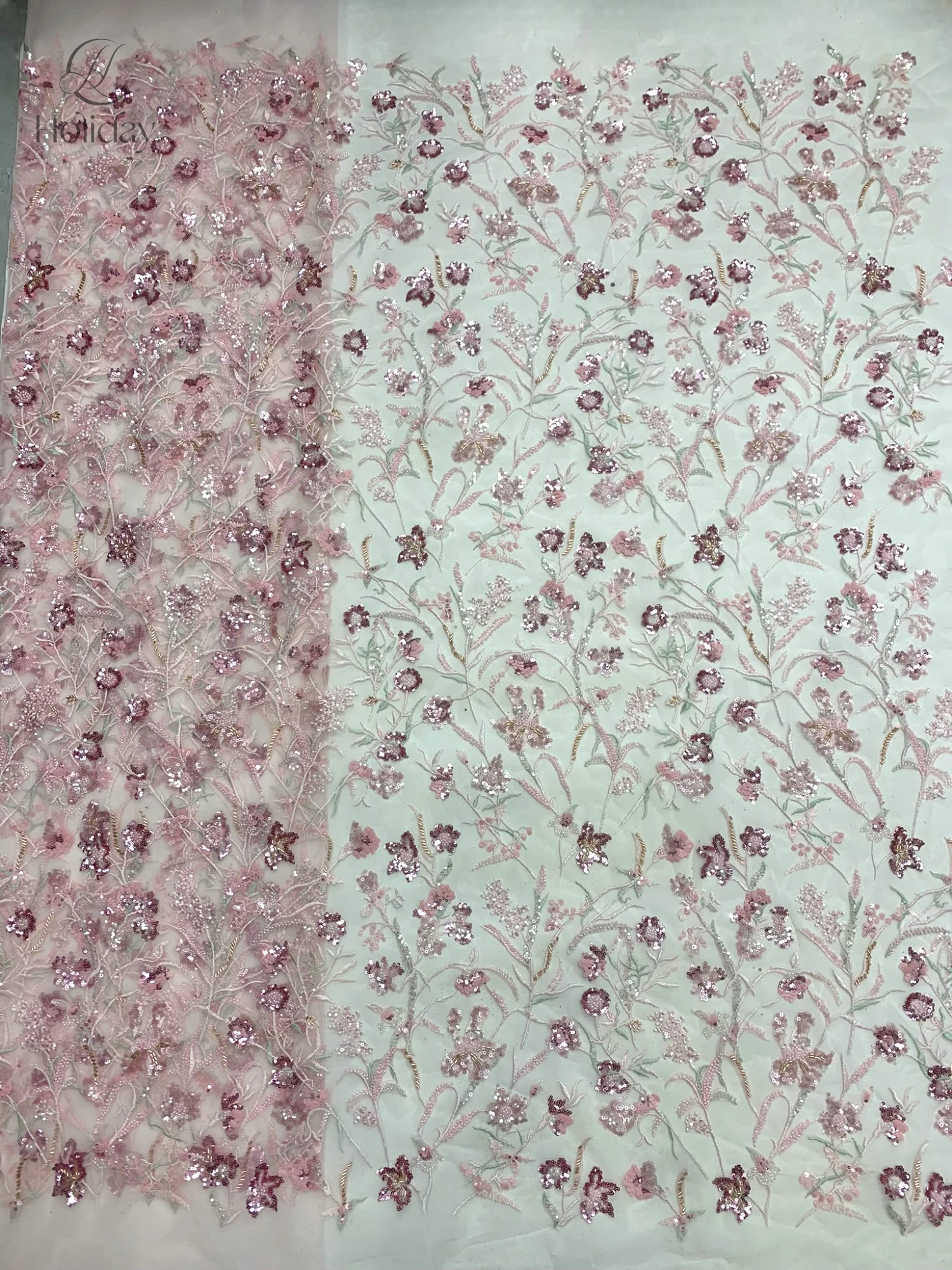 

5Y/P Hot selling French sequin fabric high-quality new design 2025 embroidery mesh lace flower bead wedding dress lace fabric