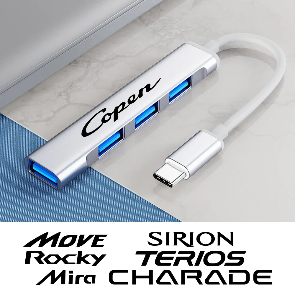 

4 In 1 Car USB HUB Charger Power Cable Type C Car Accessories For Daihatsu Terios Copen SIRION MOVE MIRA Charade Rocky FEROZA