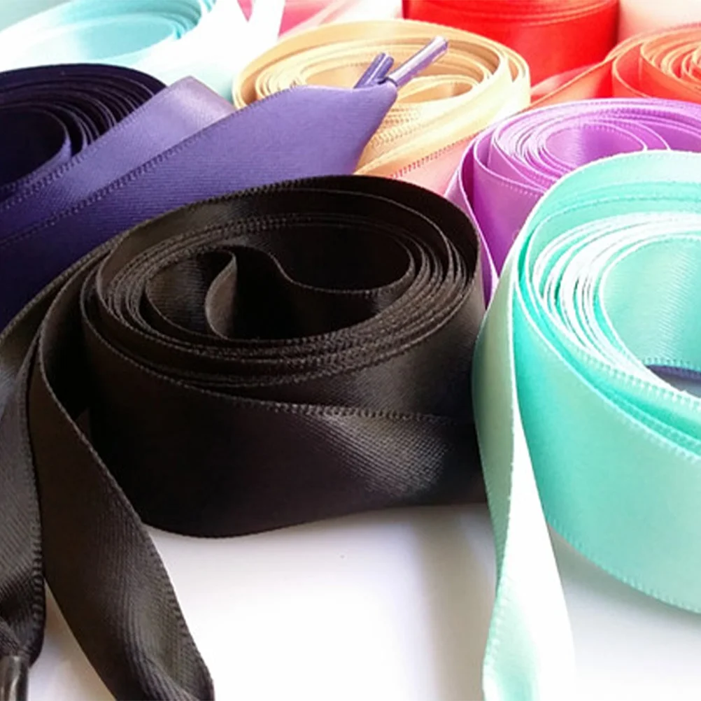 

7Pairs Lace Shoe String Bright Satin Ribbon Shoelaces for Athletic Shoes Casual Footwear Fashion Flat Laces Set