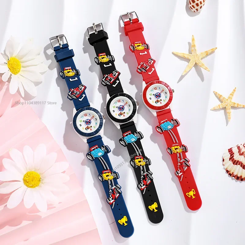 Fun Cartoon Car Themed Children Watches Cartoon Watches Silicone Quartz Wristwatch Birthday Gift Kid Girl Boy Watch Reloj