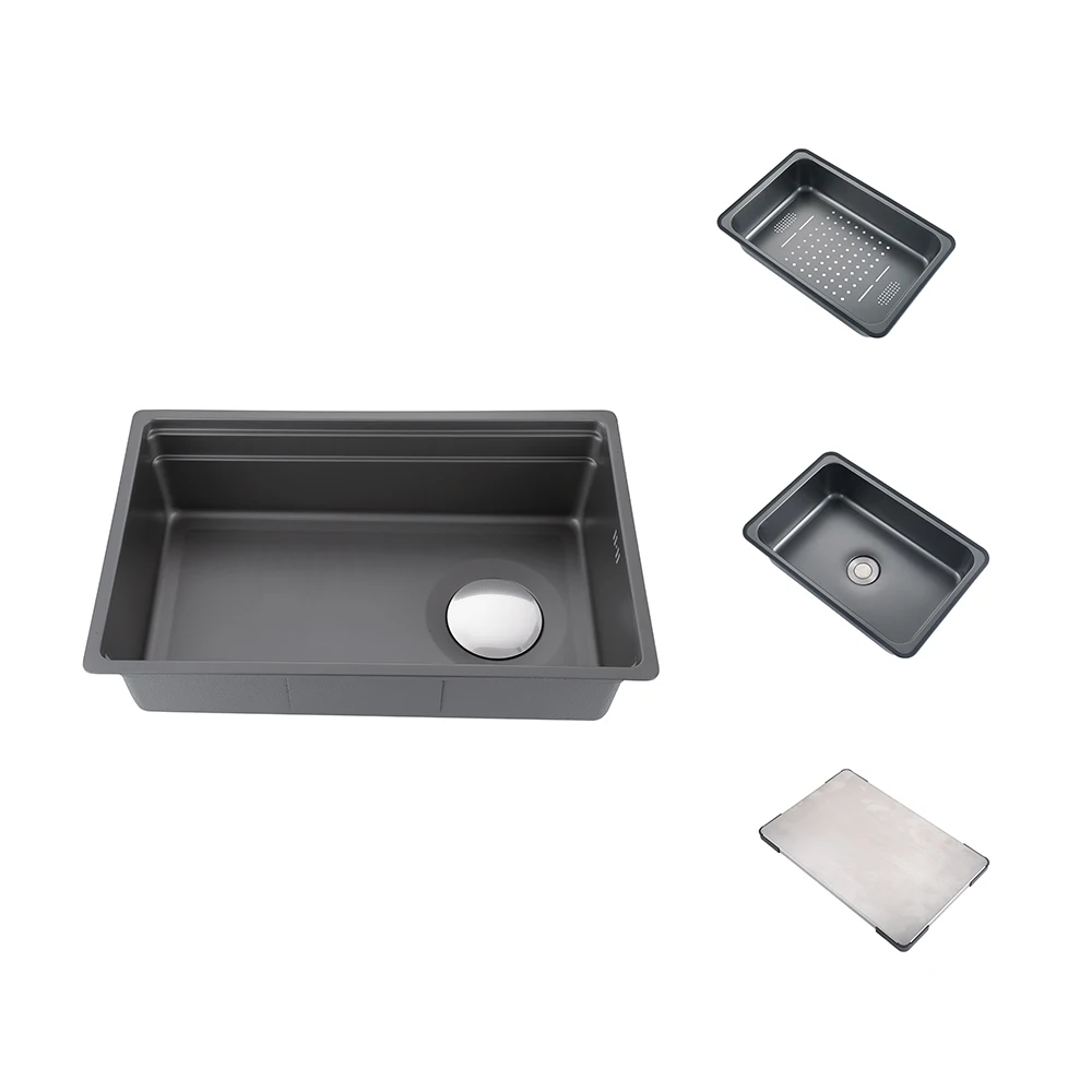 Factory Direct 2026 Kitchen Sink New Model SUS304 Stainless Steel Contemporary Design Counter Installation 3-5mm Thickness Large