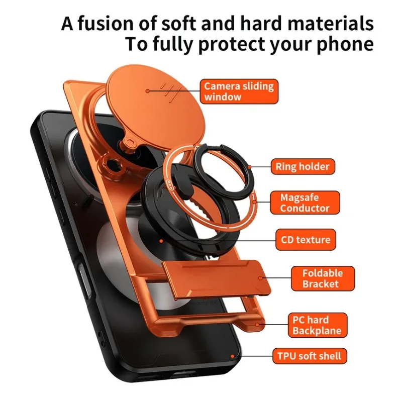 2in1 Ring Holder Magnetic Armor Case for Honor Magic 8 Pro 7 6 Lite X9d X9c X9b X8 X8c X7b X7c Slide Lens Protector Cover Funda view 4