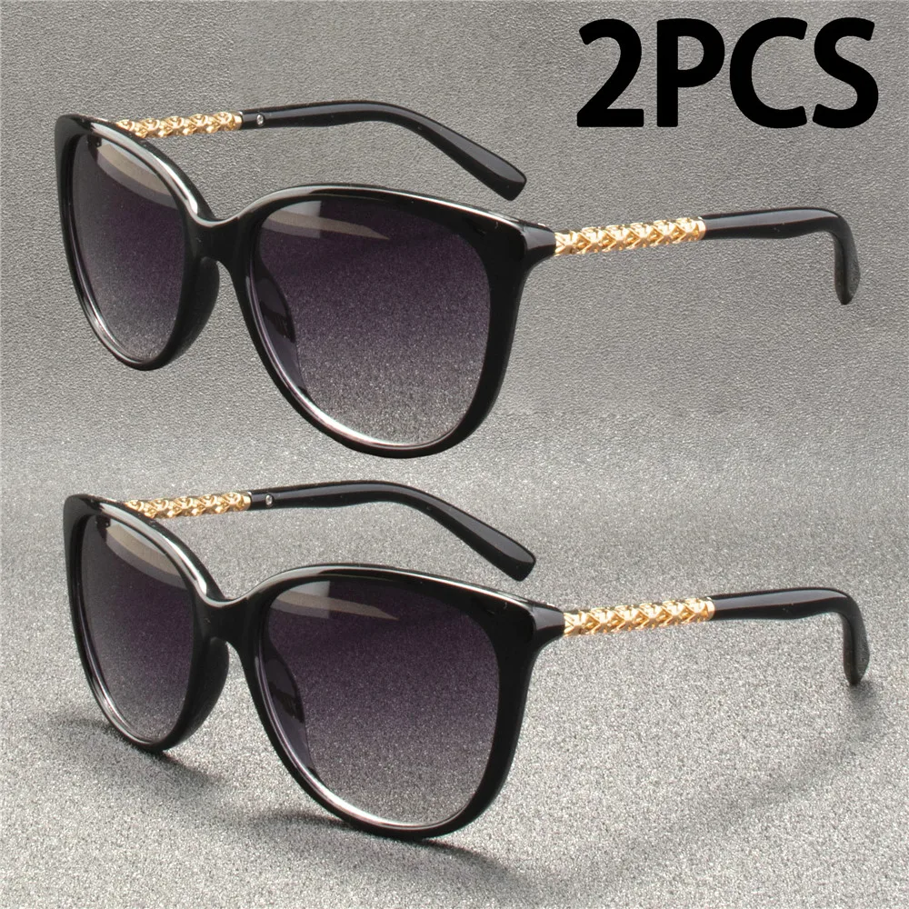 

2PCS Oversized Sunglasses Women Luxury Brand Shades Sun Glasses Female Vintage Big Frame Hollow Frame Goggles Oculos de sol
