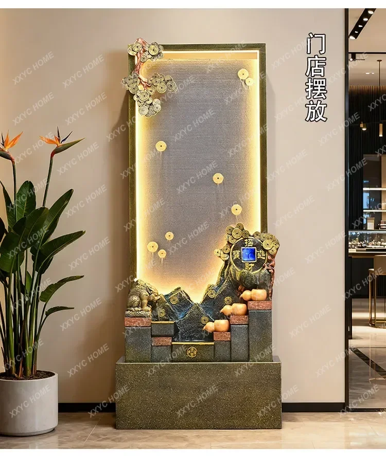 HJ  Large water curtain wall circulating water landscape floor-to-ceiling living room entrance ornament opening housewarming gi