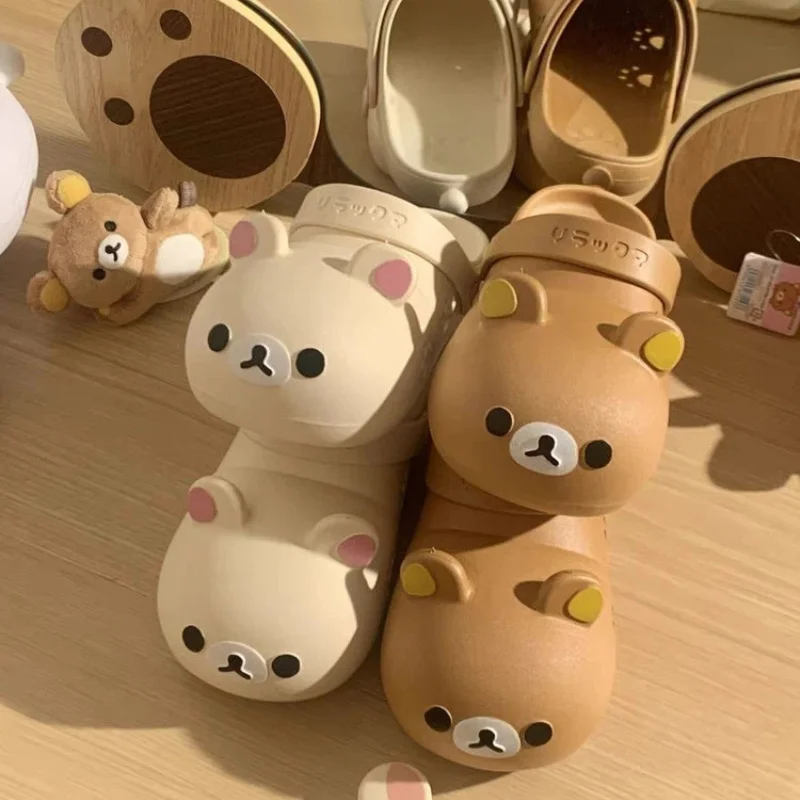 جديد Rilakkuma حذاء بفتحة الدب المريح مزيل العرق ومضاد للانزلاق شباشب ستيريو كرتونية إبداعية أحذية دمية الدب باوتو