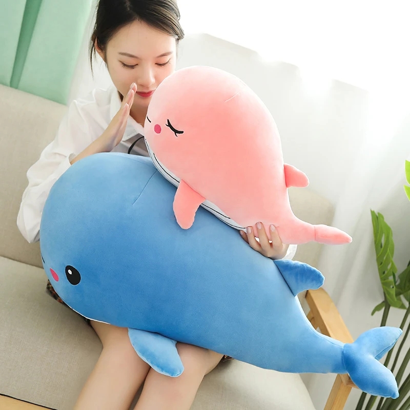 Cartoon Whale Plush Toy, Dolphin Doll Recheado Macio, Almofada Travesseiro, Decoração de Casa, Kid Gift, 35cm