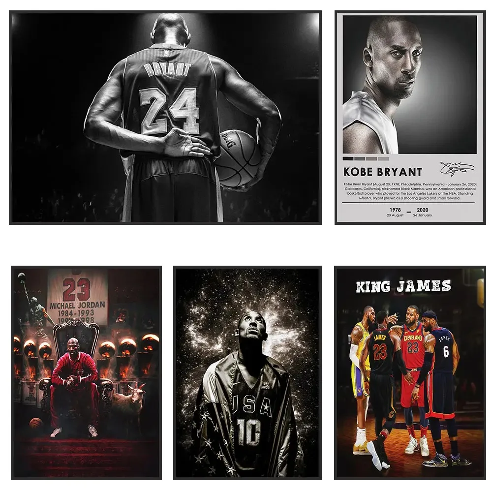 Kobe Motivational Basketball Poster and Prints Legend Championship Star Michael Jordan Canvas Painting Sport Wall Art Home Decor