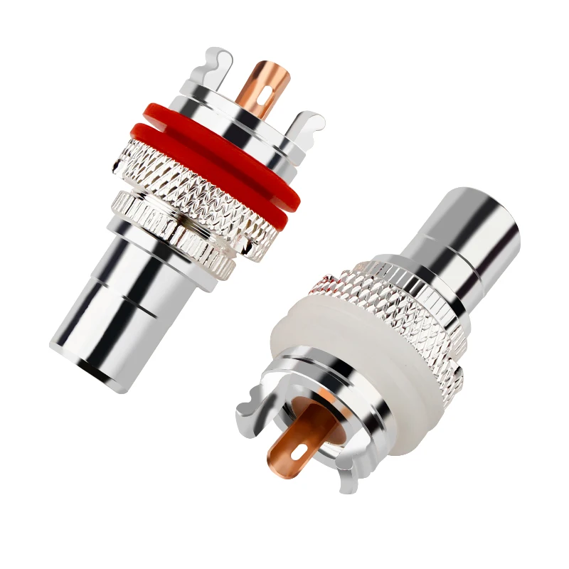 HIFI Silver Plated RCA Female Socket Red Copper Soldering Point HiFi Audio Adapter Plug