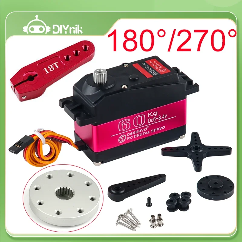 Servomotor DS5160 de 60kg RC, alto Torque, Digital, resistente al agua, 180, 270 grados, engranaje de Metal, bocina de brazo 18T para coches Redcat Baja 1/5, Robot