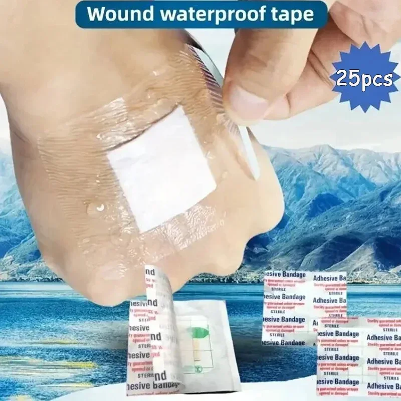 vvocci for Children Square 25Pcs Bandage, Waterproof Medical Wound Patch, First Aid for Cuts and Abrasions Transparent band-aid