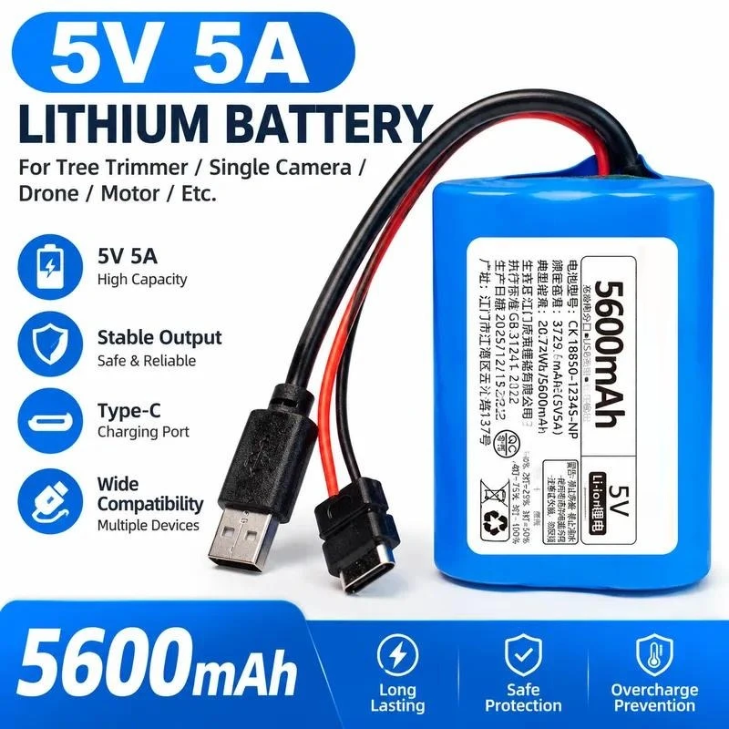 5V 5A 18650 Rechargeable UPS for Orange Pi Raspberry Pi 4B 5B Development Board Lithium Battery Power Supply Module