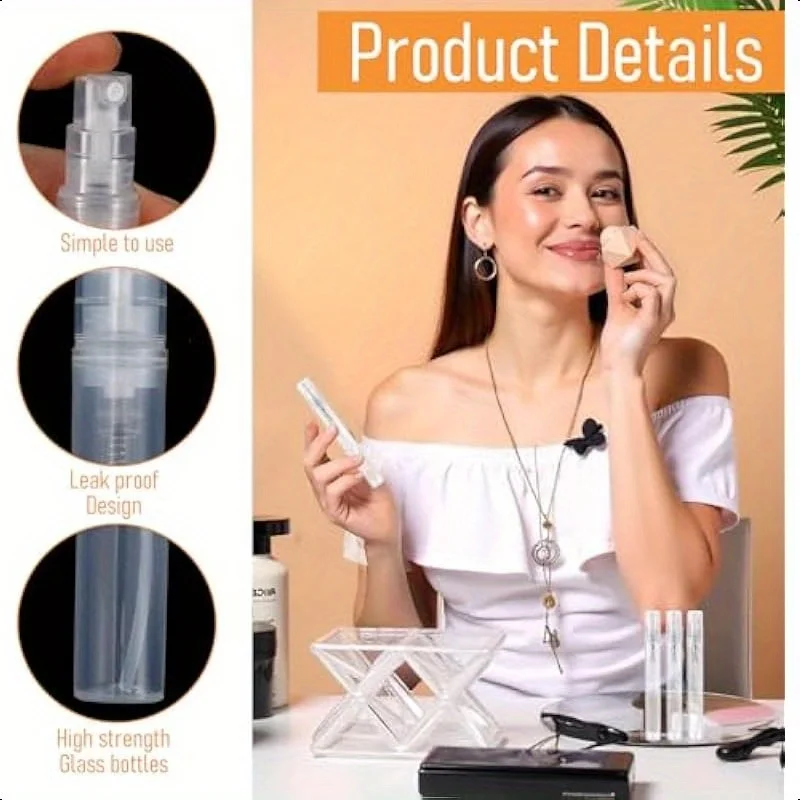 100 Stück 5ml Mini Klare Leere Plastik-Sprühflasche Nachfüllbarer Kosmetik-Zerstäuber Feiner Nebel Flasche für Ätherische Öle für Reisen – Detail 4