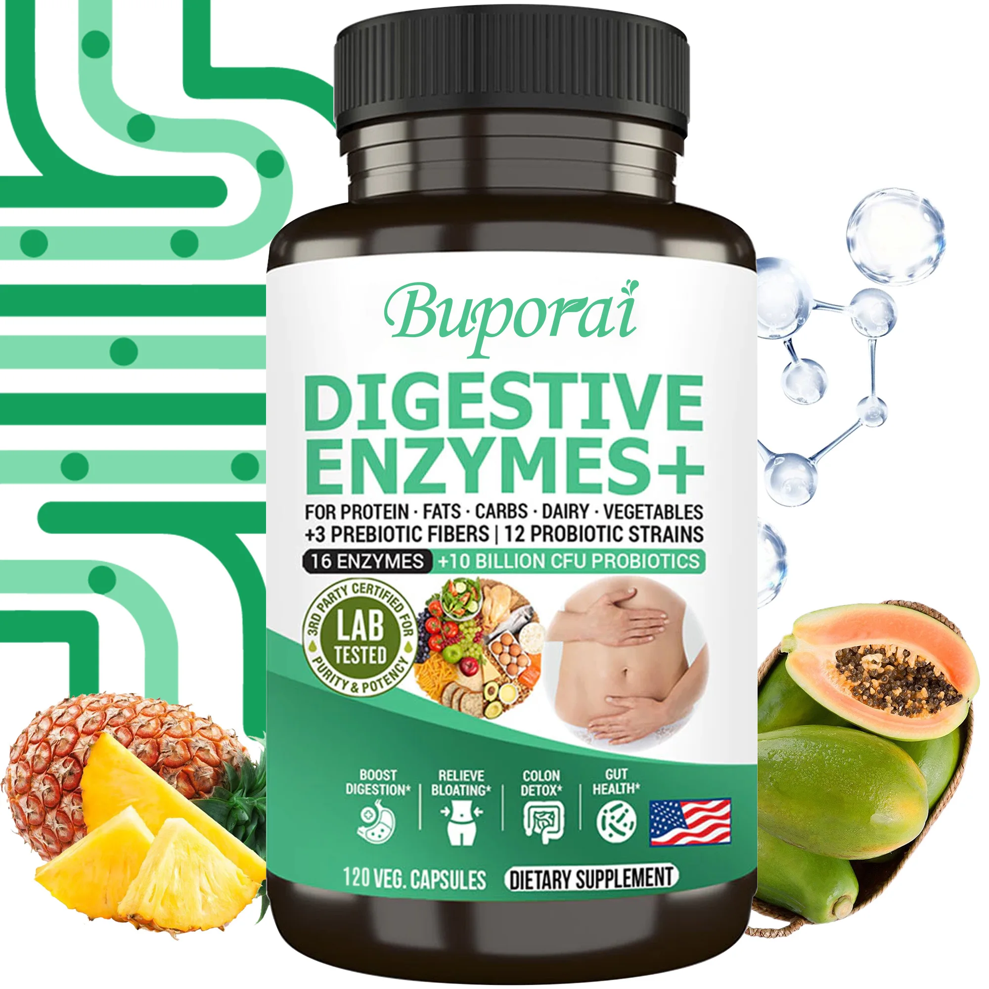 

Digestive Enzymes+ - Naturally Detoxifies, Enhances Absorption, and Improves Digestion, Promotes Intestinal and Immune Health