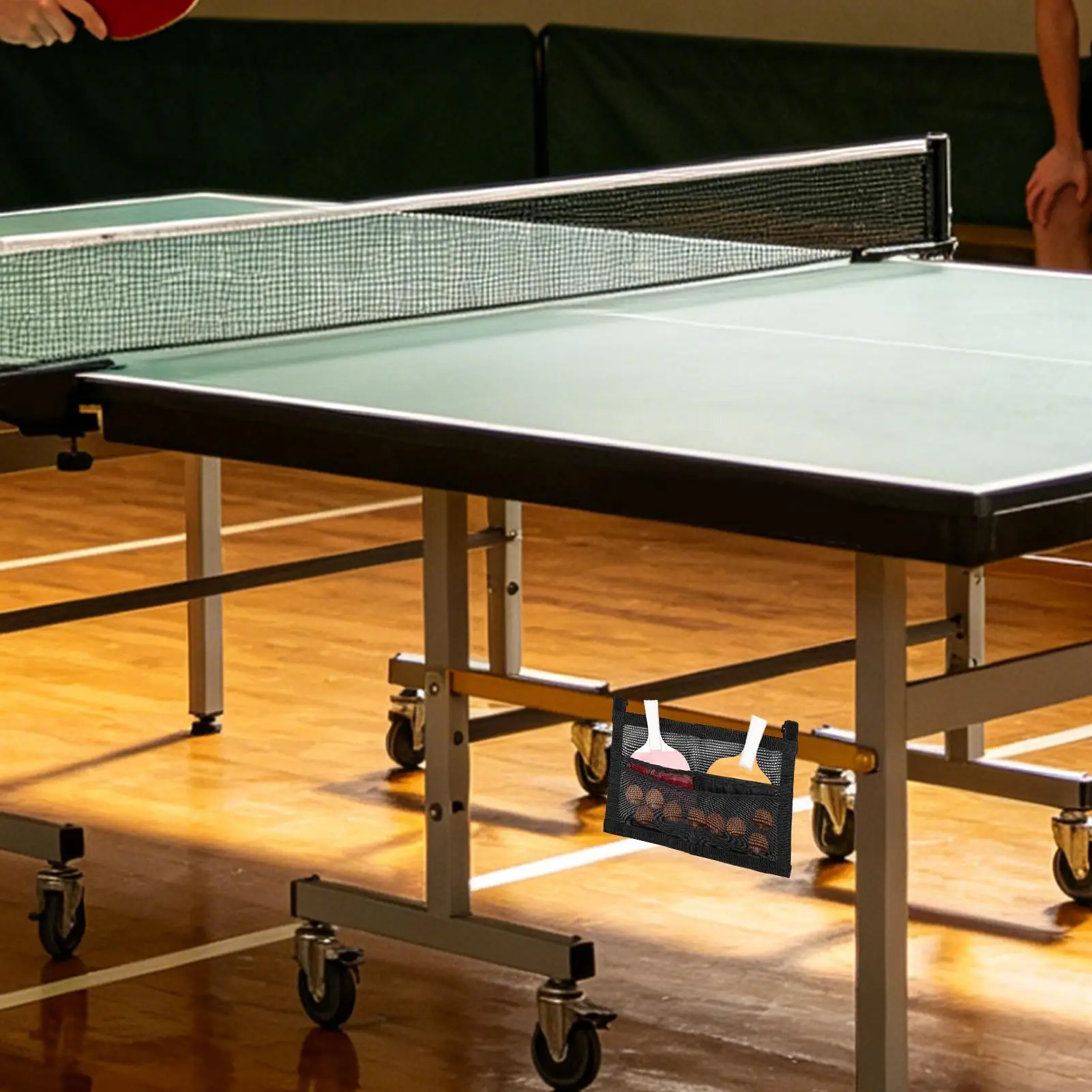 

Home Gym Table Tennis Paddle Case Large Capacity Divided Mesh Table Tennis Storage Pouch with Straps for Game Room Wall Desk