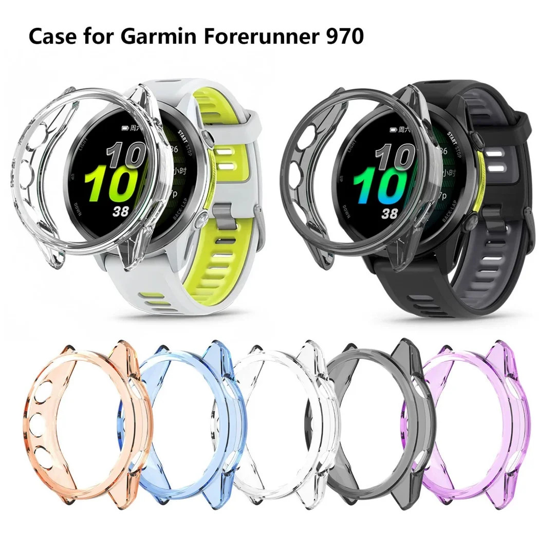 

Screen Protector Cover For Garmin Forerunner 970 Protective Watch Case TPU Hollow for Forerunner 570 47 42mm Clear Bumper Shell