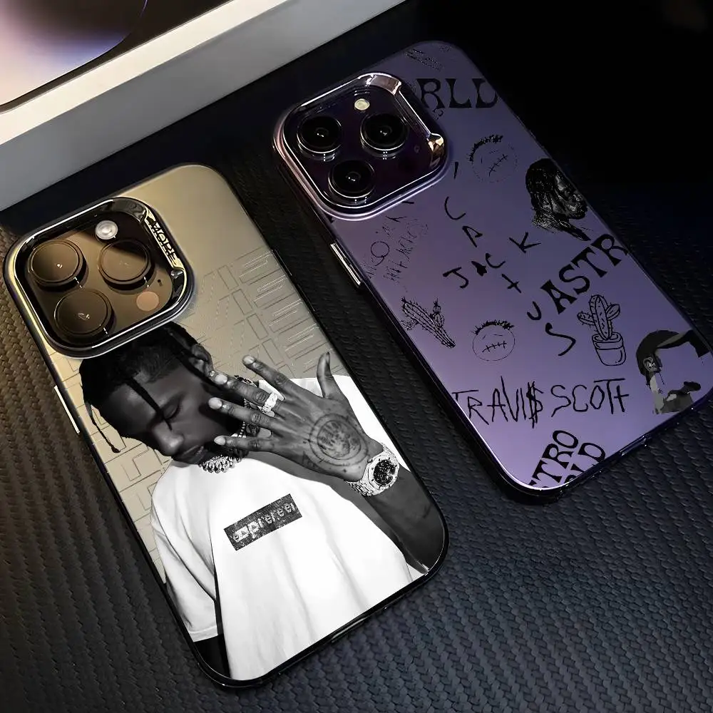 T-Travis s-scotts Singer Funda de teléfono para IPhone 17 16 15 14 13 12 11 Pro Max Air Multicolor mate láser metálico Aurora Funda