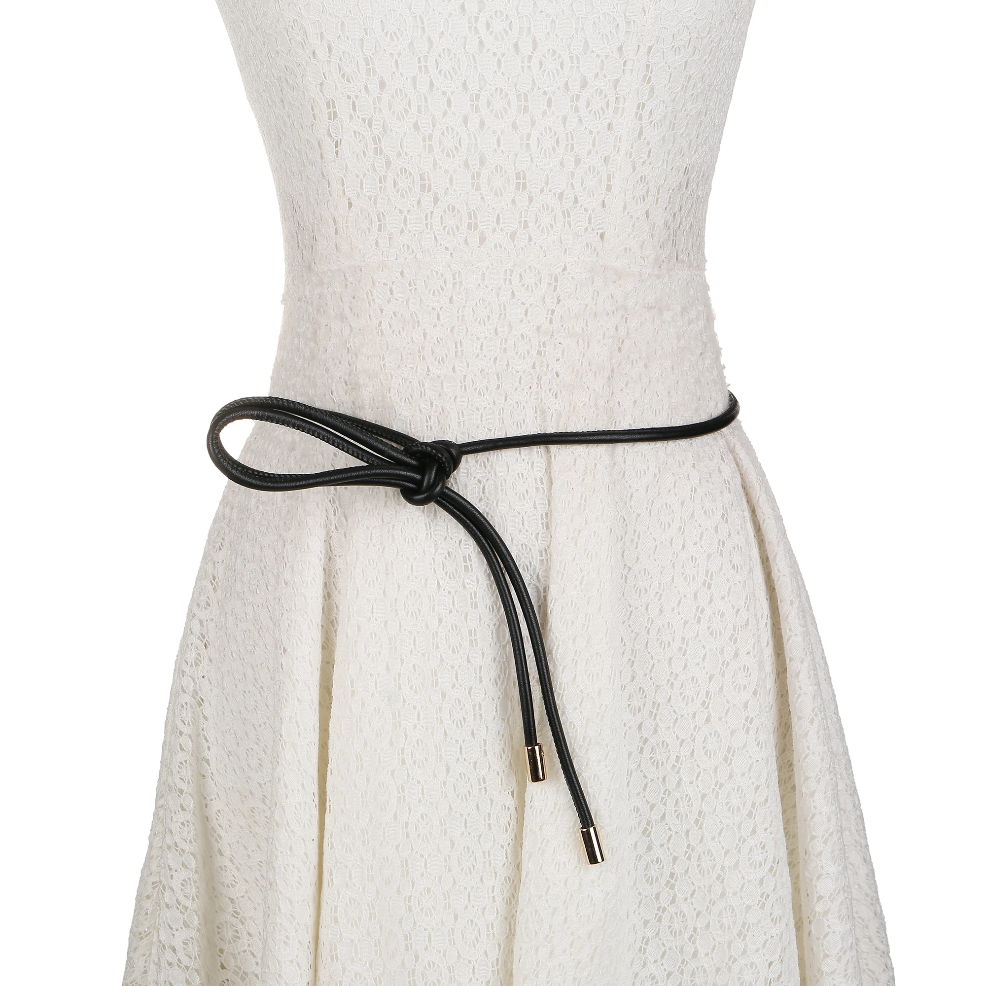 Women Genuine Leather Waist Chain Thin Belt Vintage Female Thin Waistband Rope Dress Coat Decor Long Waist Straps