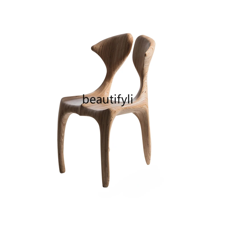 

Designer Mid-Ancient Dining Chair Household Solid Wood Dune Chair High-Grade with Backrest Single Leisure Chair