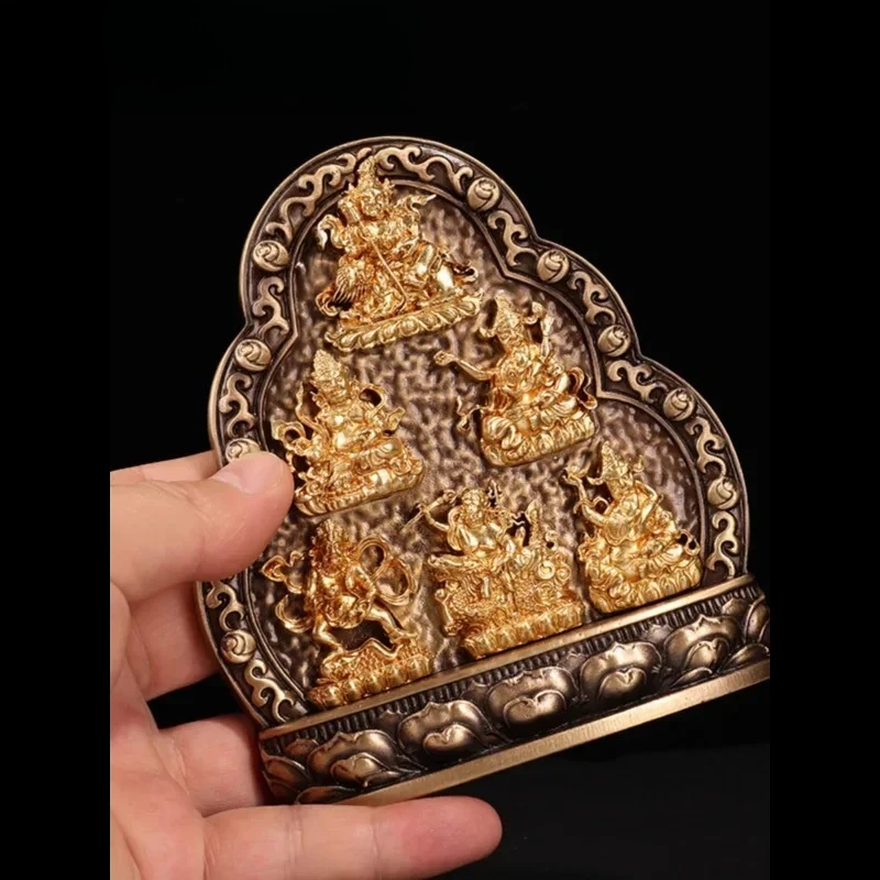 1PCS Nepal Pure Copper Water and Land Supply God of Wealth Decoration Eight Treasure Plate Home Worship Feng Shui Ornament