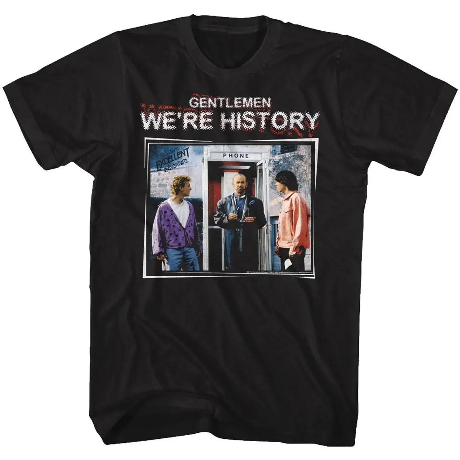 Bill and Ted We're History Black Adult T Shirt vintage Washed Soft graphic streetwear Breathable Stylish Stretched homme