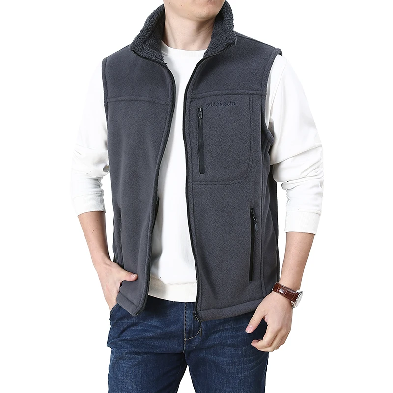 2024 Autumn Winter Men's Plus Vest Coat Solid Color Lamb Fleece Waistcoat Large Size Thick Warm Soft Fashion Thermal Vest Male