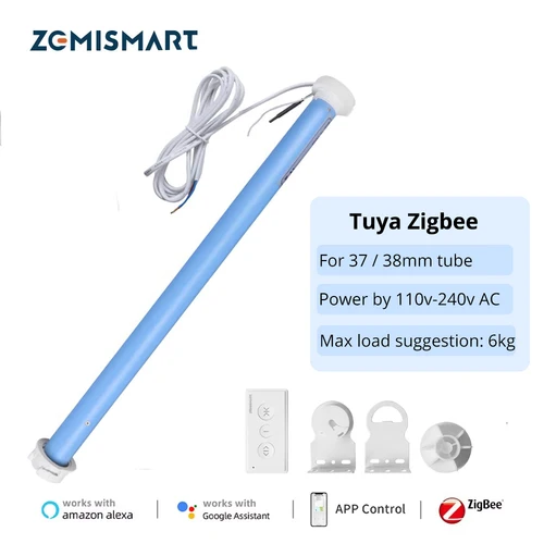 Imagen 1 del producto Zemismart Zigbee-Motor de persiana enrollable inteligente para tubo de 37mm, funciona con Tuya, Alexa, Google Home, Motor eléctrico de voz, persianas