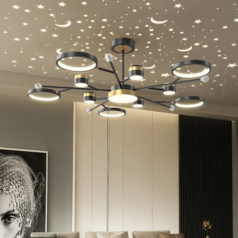 Star Projection Ceiling lamps Modern LED Gypsophila Lighting Living Room Bedroom Indoor Ceiling Light Home Decor Lustre Fixtures