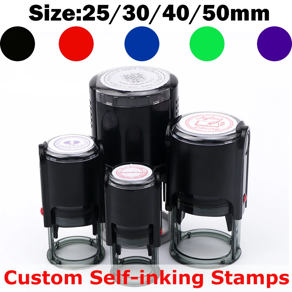 Personalized Custom Self-Inking Stamp 25/30/40/50mm Logo Design DIY Press-type Inking Stamps for Student Homework Comment
