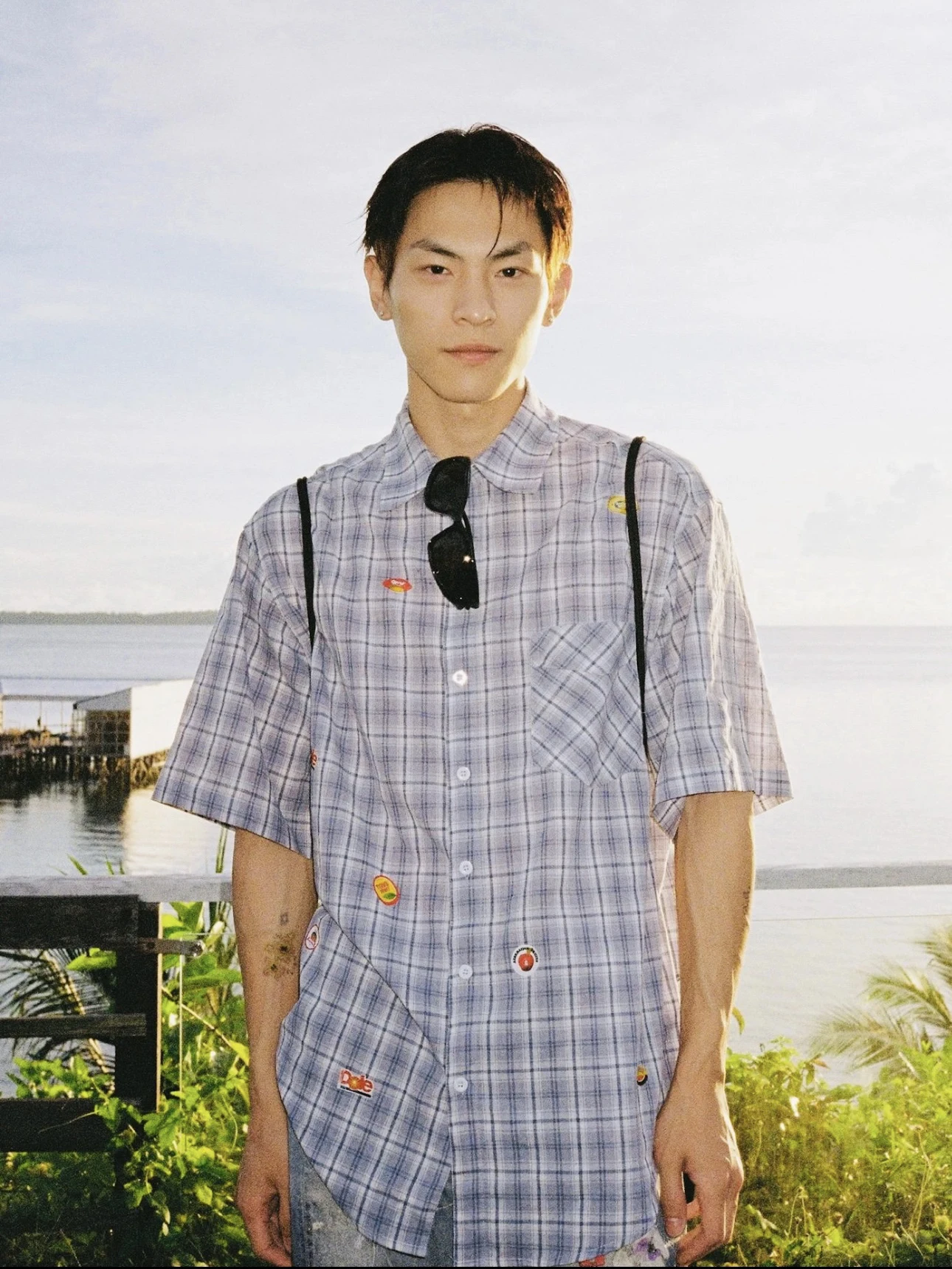 

Summer Fre Fruit Stier Plaid ort Sve Loose Casual irt ex f Sve Couple's irt Youth Faion Thin Model