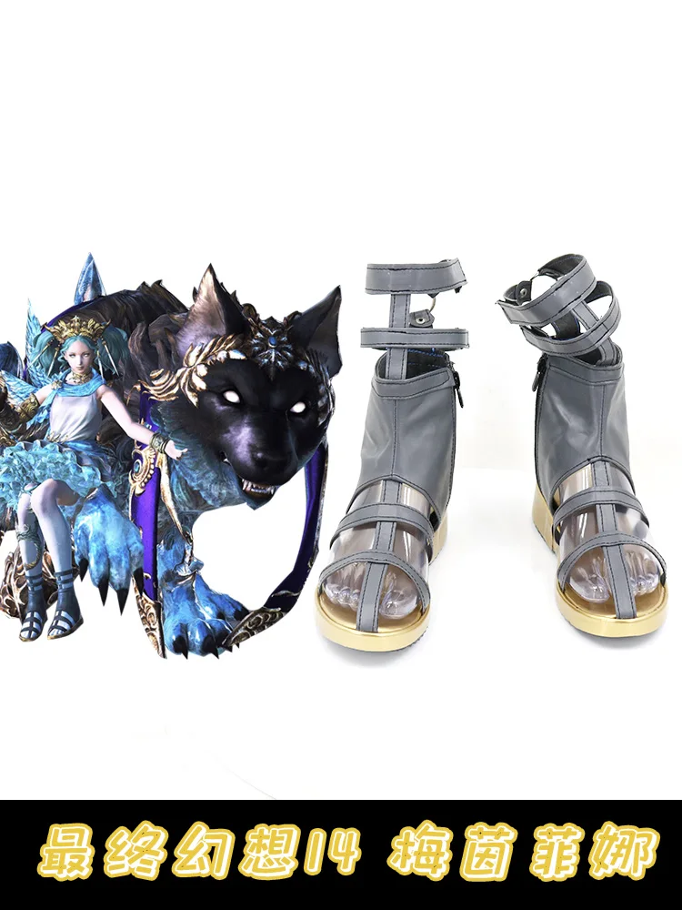 

FF14 Menphina Обувь для косплея Сапоги Хэллоуин Косплей Костюм Аксессуар