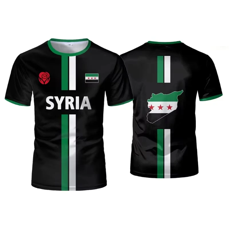 

2025 Syria Football New Men's Sports T-shirts Syrian Flag Street Oversized Loose Tees Tops Unisex Casual Street T-shirts Mens