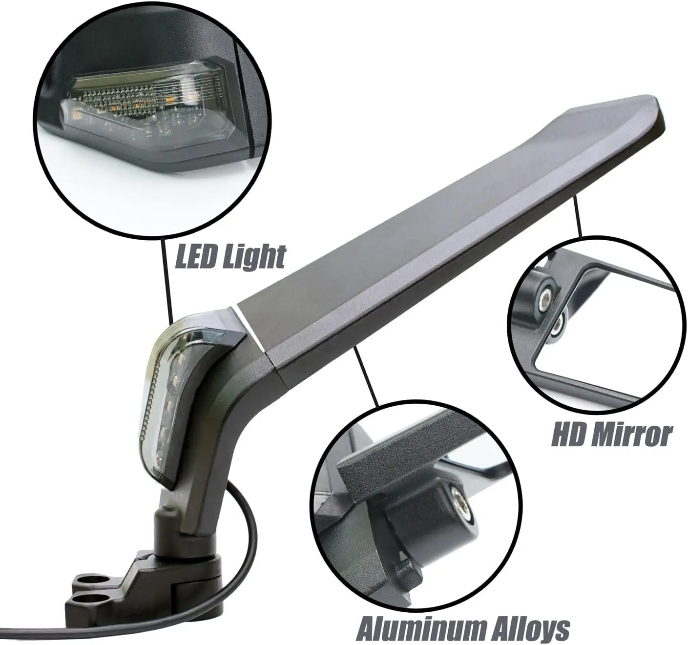 Motorcycle LED Mirrors For Kawasaki Ninja 250 300 400 650 H2 H4 Adjustable Rotating Rearview Fairing Swivel Wing Side Mirror