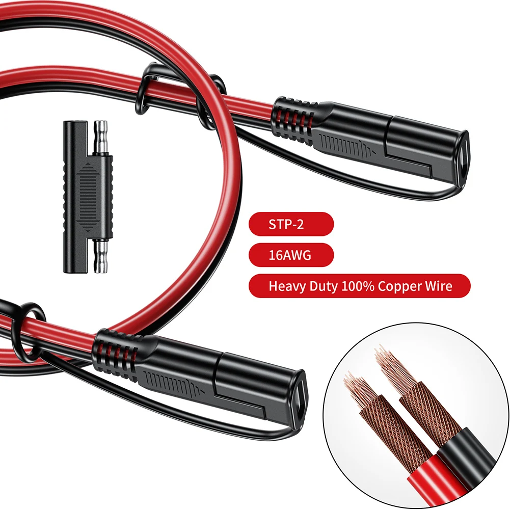 

Quick Connect Harness Battery Charging Cable SAE To SAE 12V-36V 16AWG Solar Vehicle Battery Power Cable Car Battery Solar Cables