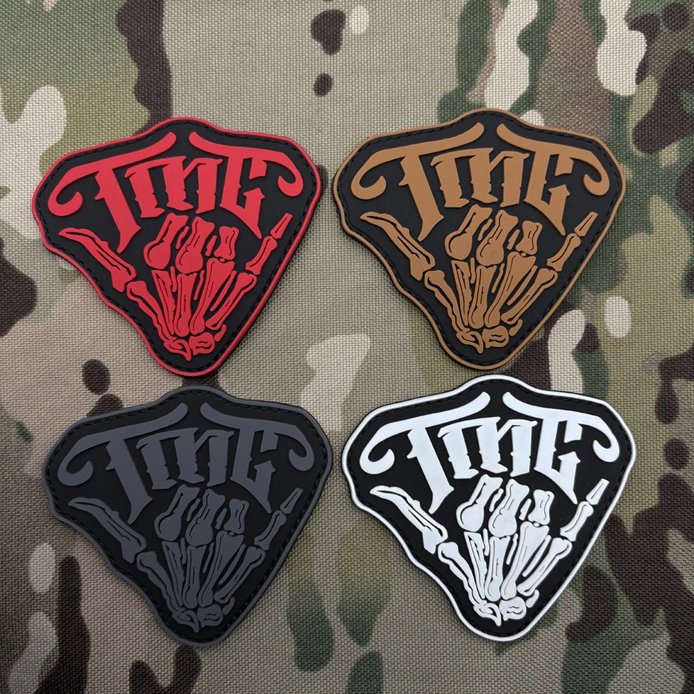 Triangular Skeleton Palm Letter Decorative Armband, Available in Four Colors, 1 Piece, with Glow-In-The-Dark Effect, 2D Flat Pvc Material, Includes Matching Felt Backpack, Baseball Cap, Jacket, Suitcase, DIY Decorative Patch, Badge, Appliqué