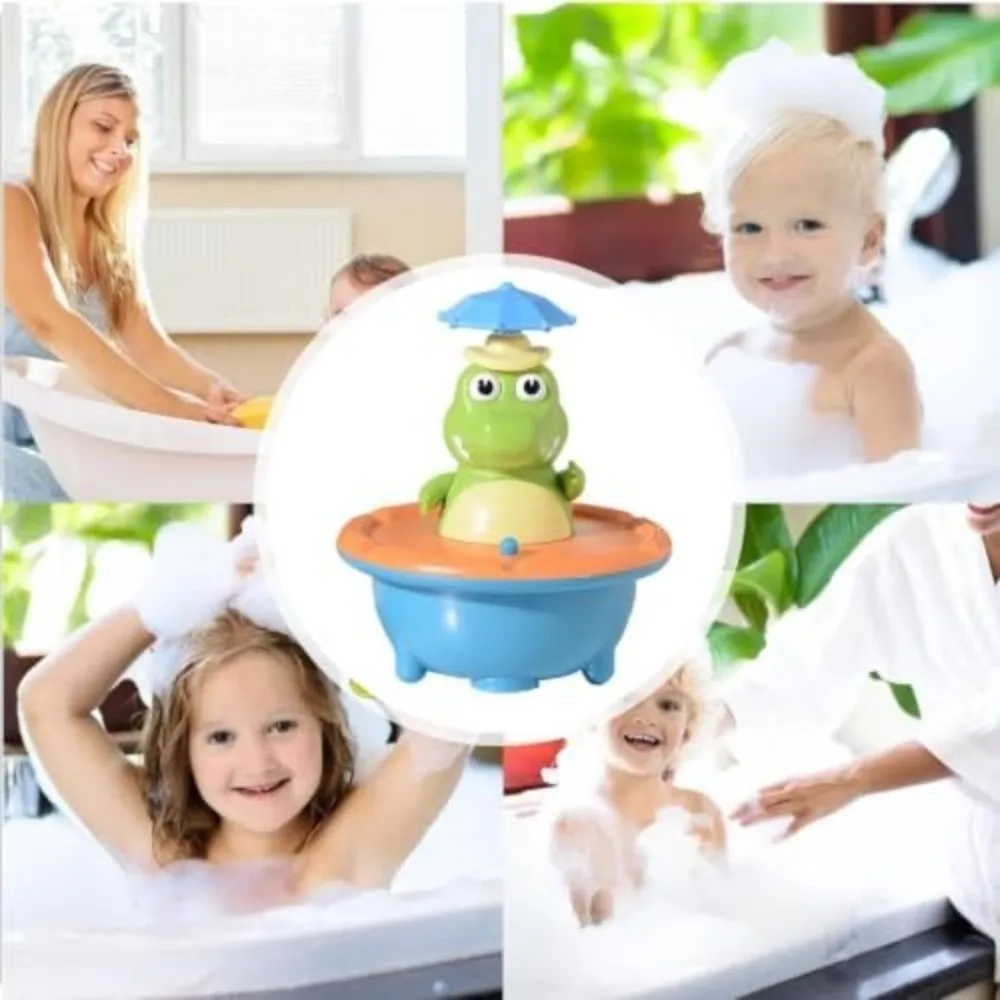 Cartoon Crocodile Fountain Bathtub Toys LED Light Rotating Fountain Head Spray Water Crocodile Waterproof USB Rechargeable