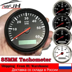 85MM Car Boat Tachometer With LCD Hourmeter 3000/4000/6000/ 8000 RPM Meter For 12V 24V Car Engine Marine Boat Meter Customized