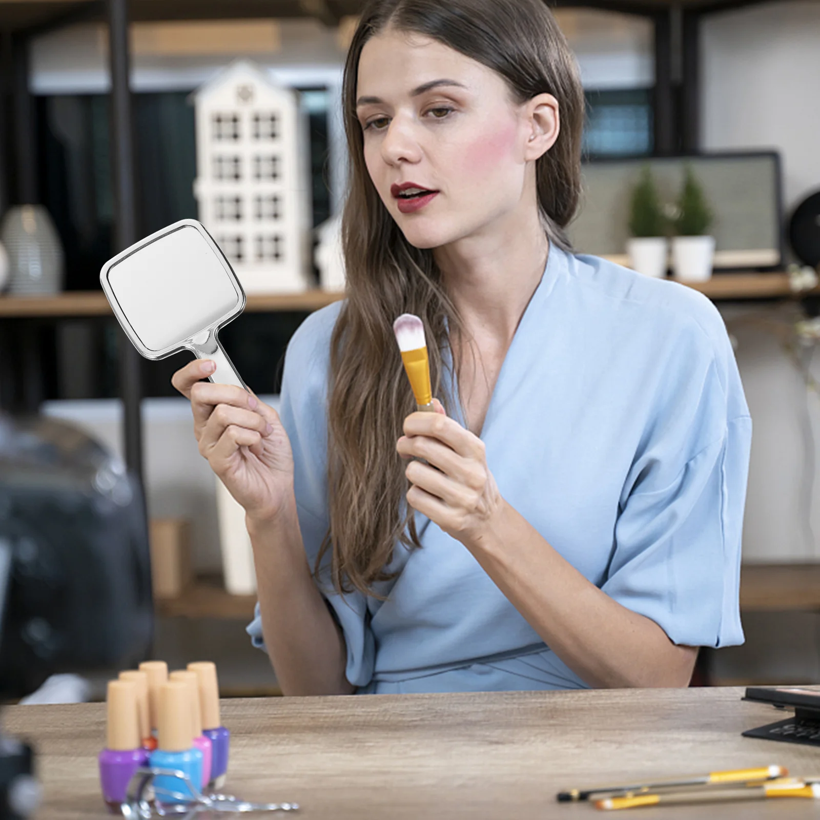 

Handheld Makeup Mirror Compact Chic Portable Small Purse Mirror Travel Makeup Accessory Compact Mirrors