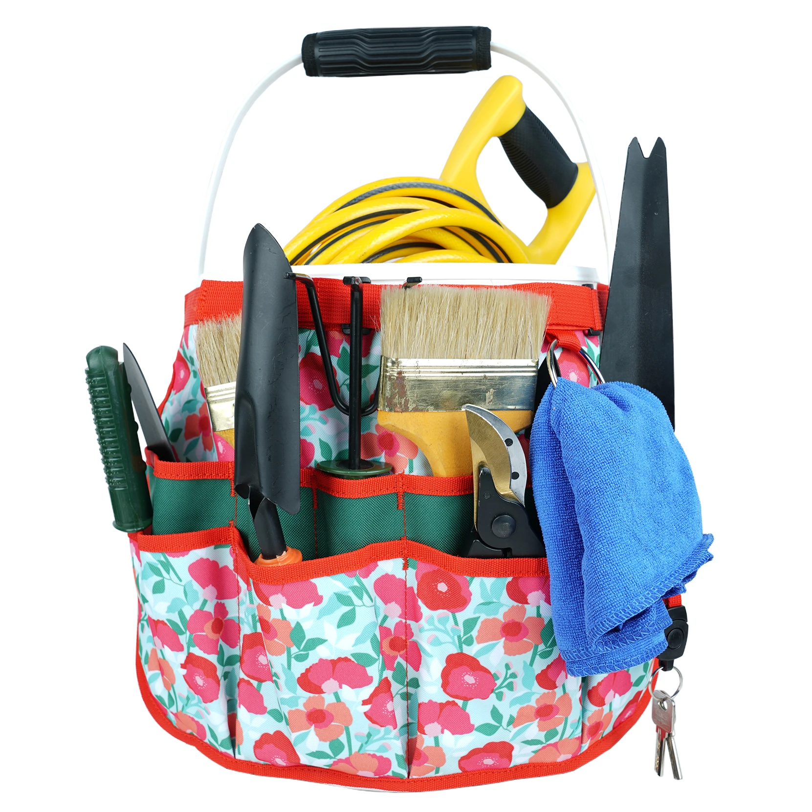 

MELOTOUGH Bucket Tool Organizer for Garden Tools Bucket Caddy Organize Fit 3.5 to 5 Gallon Bucket (Blue Flower)
