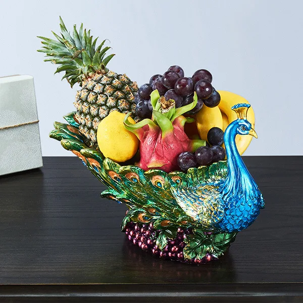 

Home desktop peacock fruit plate TV cabinet porch decorative snacks fruit plate storage