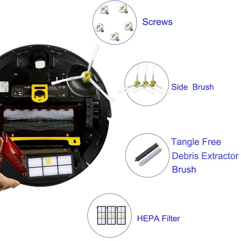 Filtry HEPA główne szczotki boczne dla iRobot Roomba 800 900 serii 805 864 871 891 960 961 964 980 akcesoria do części do czyszczenia próżniowego