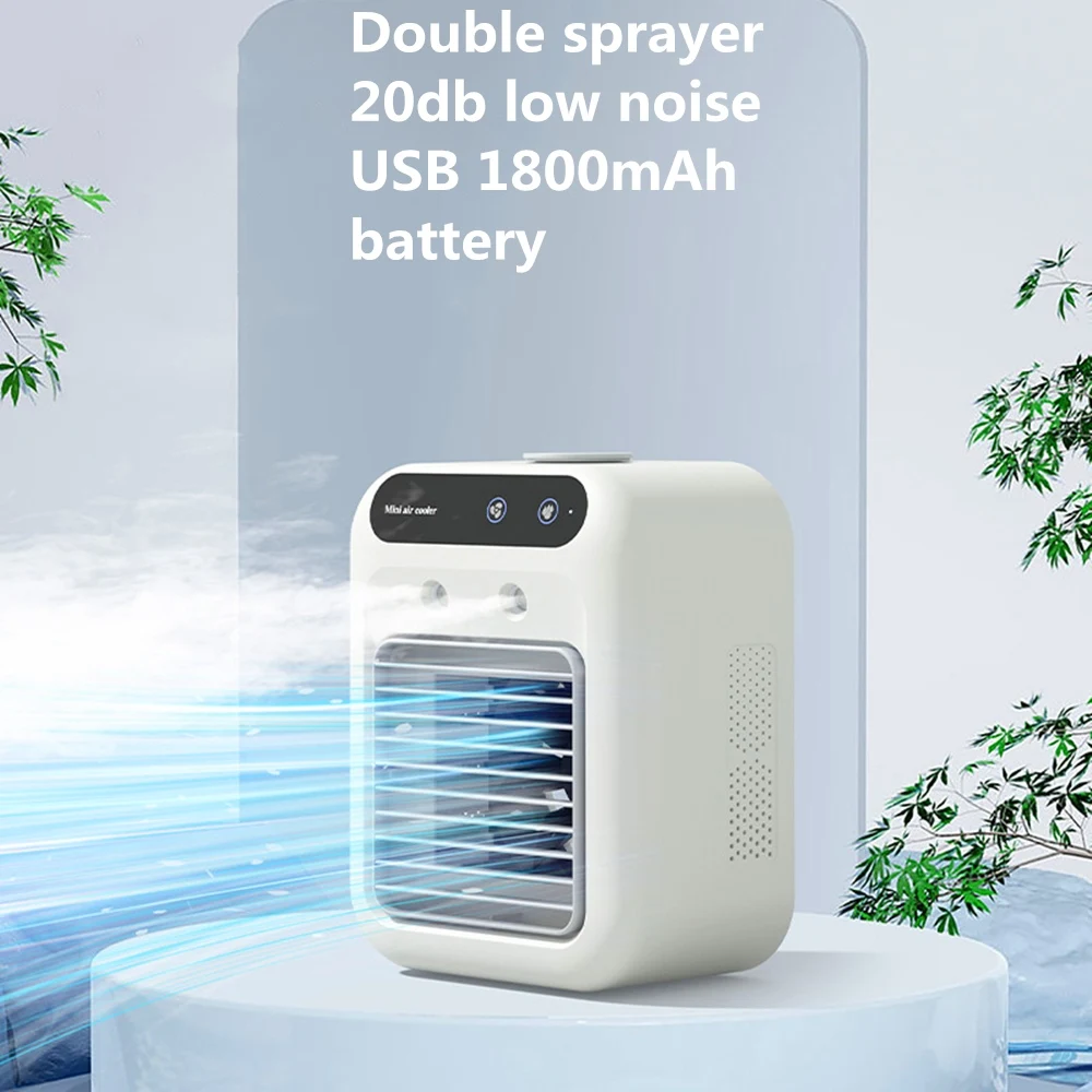 مكتب مكيف هواء صغير مروحة محمولة USB قابلة للشحن 1800mAh مرطبات مروحة تبريد المياه مبرد الهواء لغرفة التخييم المنزل #1