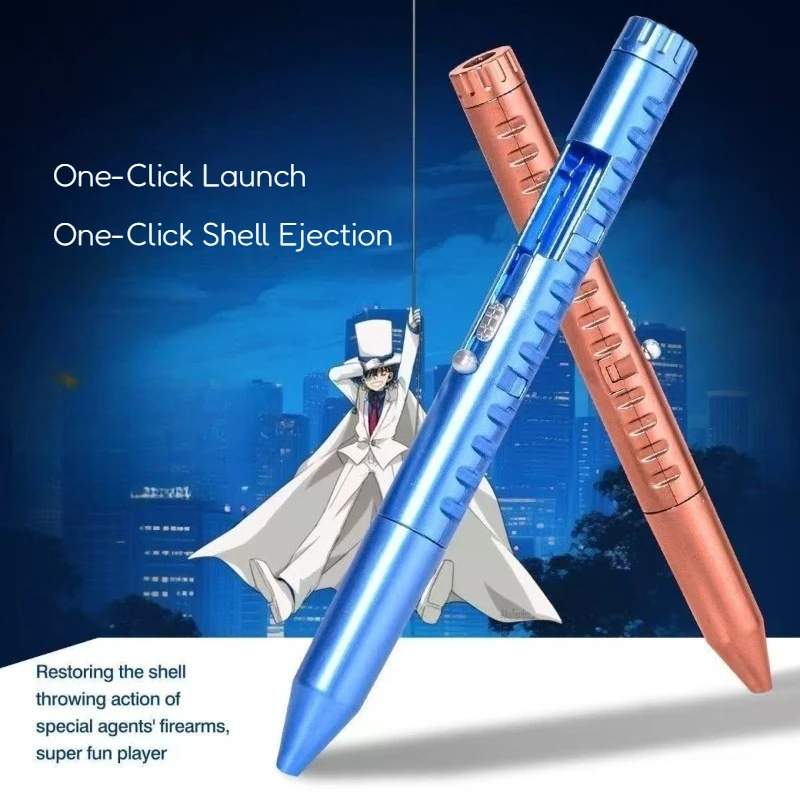 Multi-Use Black Gel Pen Launcher Toy Shell Ejection Function Stress Relief for Office Creative Stationery Shooting Fidget Gadget