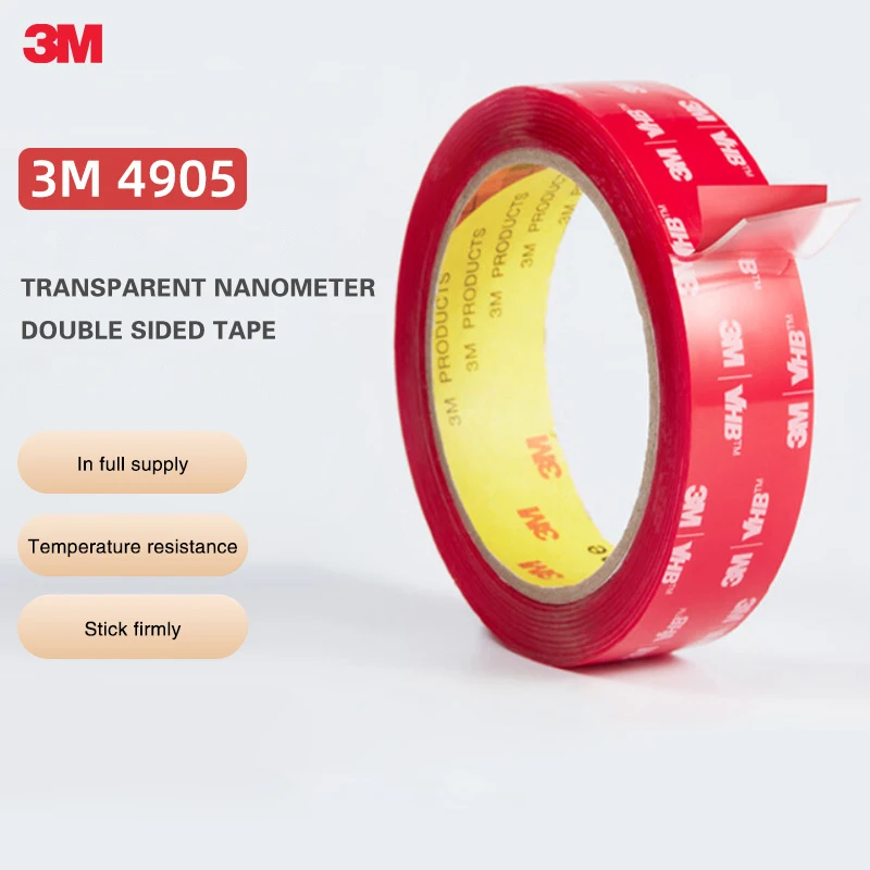 

3M Transparent Double-Sided Tape Vhb High-Strength Red Tape High Temperature Waterproof Non-Trace Double-Sided Tape Length 3M