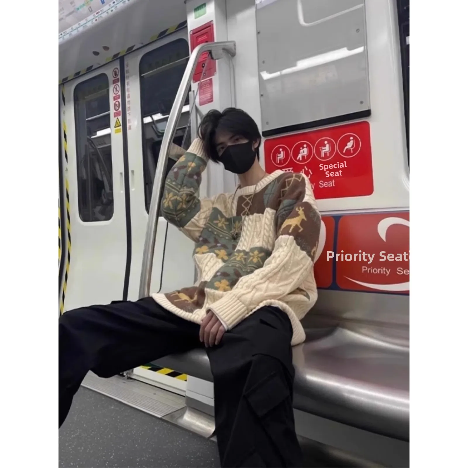 

Американский вязаный свитер Lazy Sle, мужской круглый Ne Base irt Aosphere Feeling Heavy Weight 300 Pou, осень-зима, толстый...